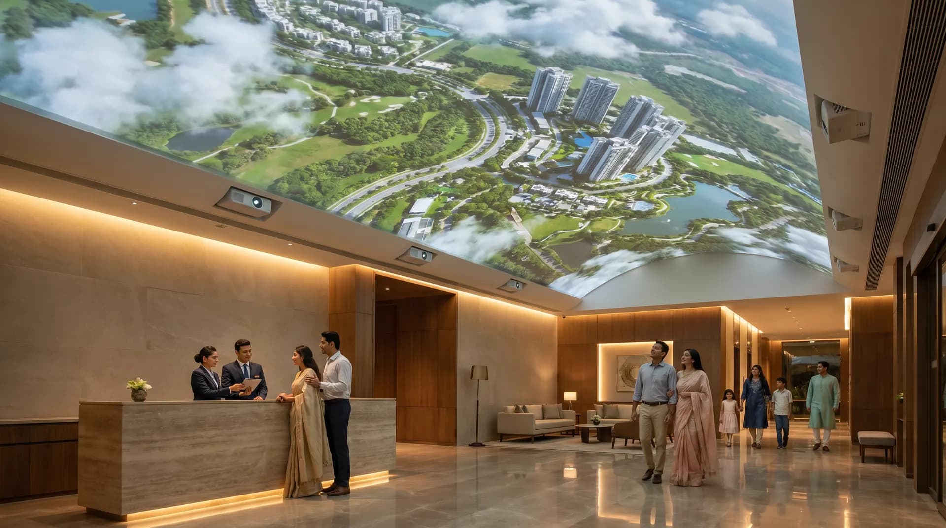 The Convrse lobby experience, ceiling projection system